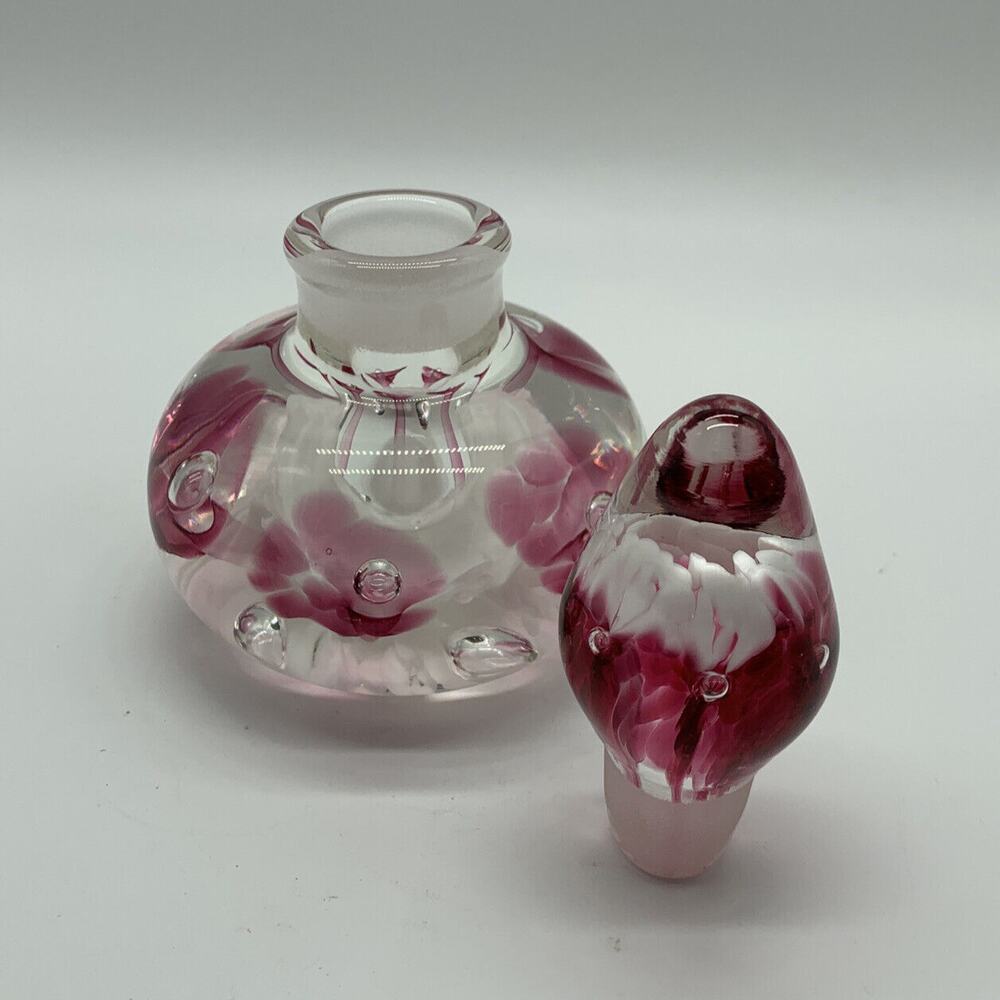 Vtg Joe Rice Perfume Bottle Cranberry Trumpet Flower Bullicanti - Picture 3 of 12